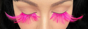 Carnival Eyelashes Long Pink Feathers