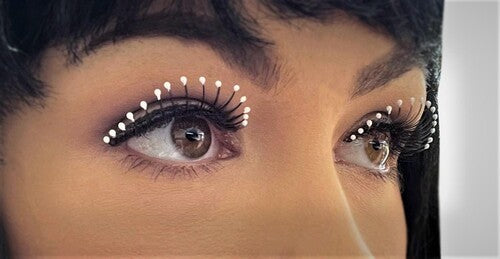 Carnival Eyelashes Black W/ White Droplets