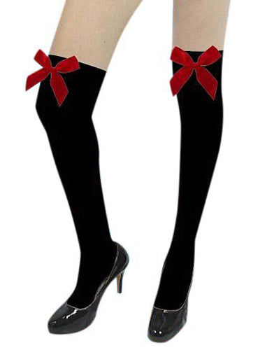 Carnival Black Knee Highs with Red Bows