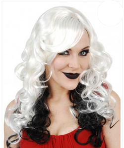 Tomfoolery Celia Long Platinum with Black Wig