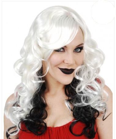 Tomfoolery Celia Long Platinum with Black Wig