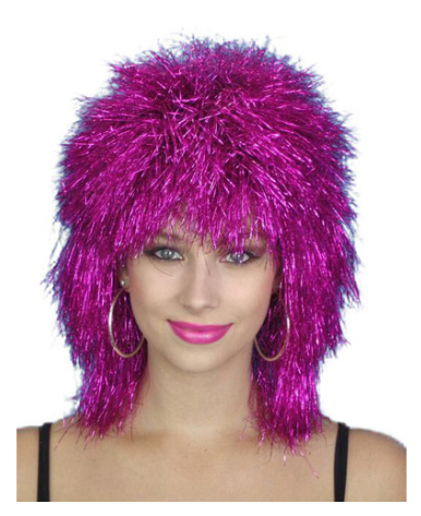 Carnival Pink Tinsel Mullet Wig
