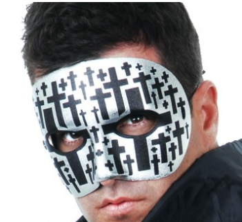 Tomfoolery MR X Silver with Black Crosses Mask