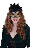 Tomfoolery Satine Black Eye Mask with Feathers