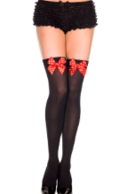 Music Legs Thigh High with Red Polka Dot Bow