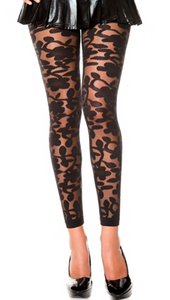 Music Legs Floral Footless Leggings