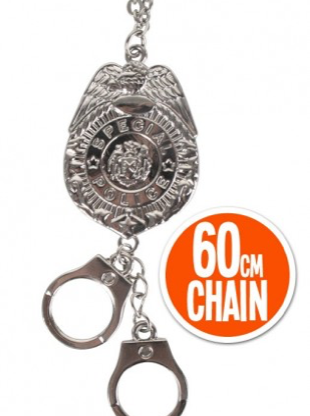Tomfoolery Police Badge and Handcuffs Necklace