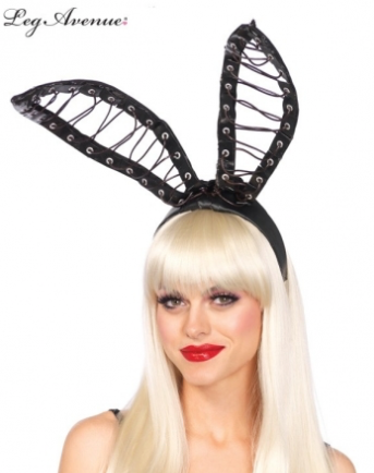 Leg Avenue Black Lace Up Bendable Bunny Ears