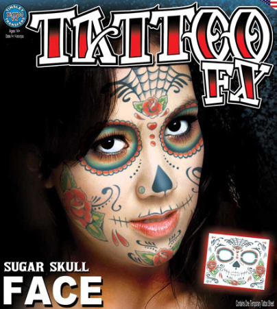 Carnival Sugar Skull Face Tattoo FX