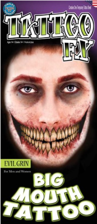 Carnival Big Mouth Evil Grin Tattoo FX