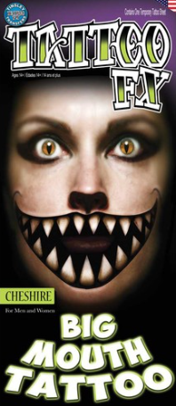 Carnival Big Mouth Cheshire Cat Tattoo FX