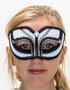 Interalia White, Black and Silver Mask