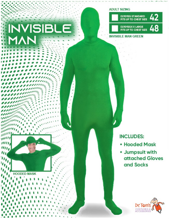 Tomfoolery Invisible Man Green Hooded Mask Morphsuit