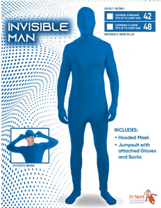 Tomfoolery Invisible Man Blue Hooded Mask Morphsuit