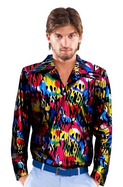 Interalia 70's Super Hot Flame Disco Shirt Mens Costume