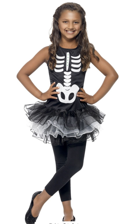 Smiffys Skeleton Tutu Tween Girls