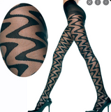 Music Legs Sheer Wave Design Pantyhose