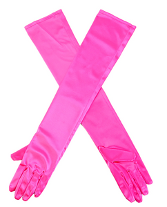 Carnival Hot Pink Long Satin Gloves