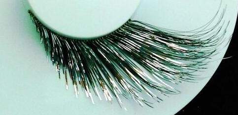 Carnival Eyelashes Sliver and Black Long Tinsel