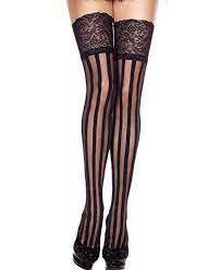 Music Legs Wide Lace Band Sheer Thigh Highs