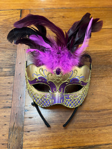 Interalia Purple and Gold Mask with feathers