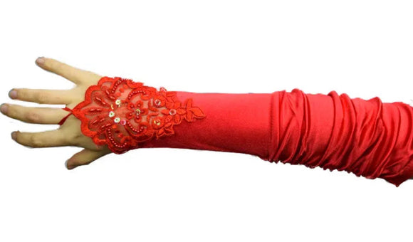 Interalia Red Fingerless Lace Gloves